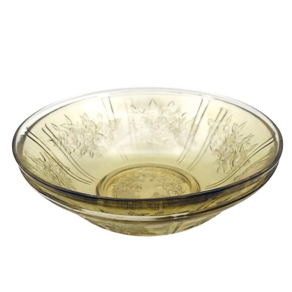 Vintage Federal Glass Amber Sharon Cabbage Rose Serving Bowls Set Of 2 - Picture 2 of 6